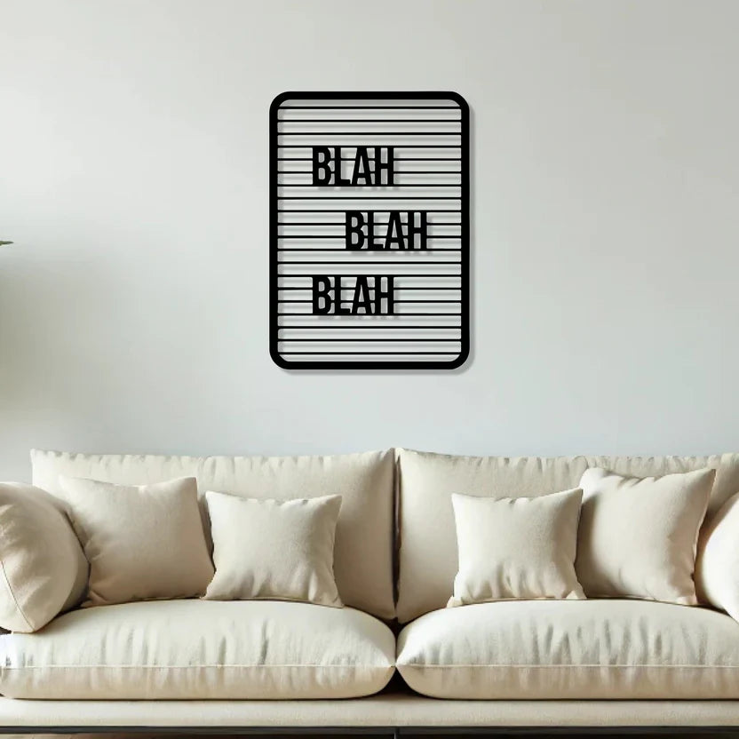 Blah Blah Blah Text Line Metal Wall Art