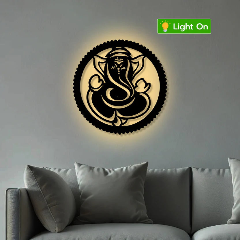 Lord Ganesha Circle Metal Wall Art 