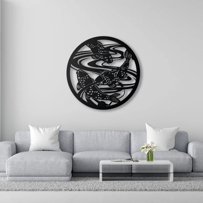  Fish Pond Harmony Metal Wall Art