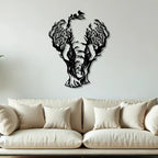 Tree Branch Elephant Metal Wall Art Decor – Modern Nature Animal Wall Hanging - Harshita Craft