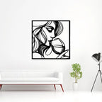 Woman with Wine Line Art Metal Wall Art 