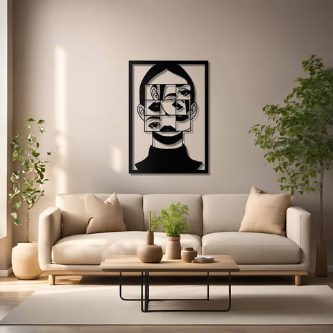 Woman Face Frame Metal Wall Art