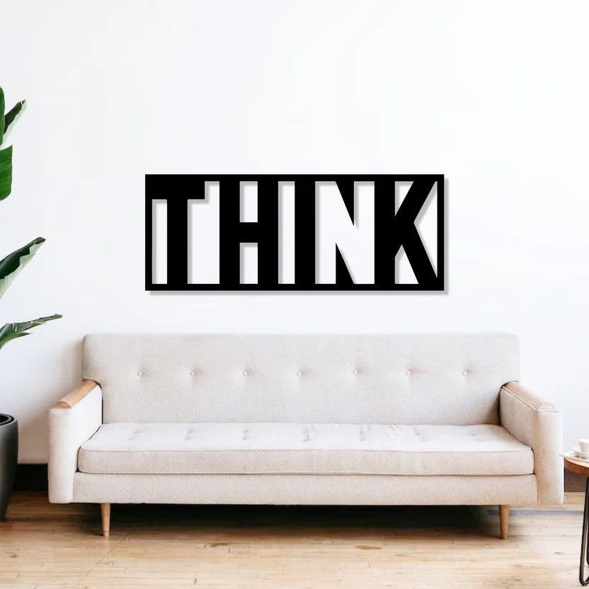Think Text Rectangle Metal Wall Art 