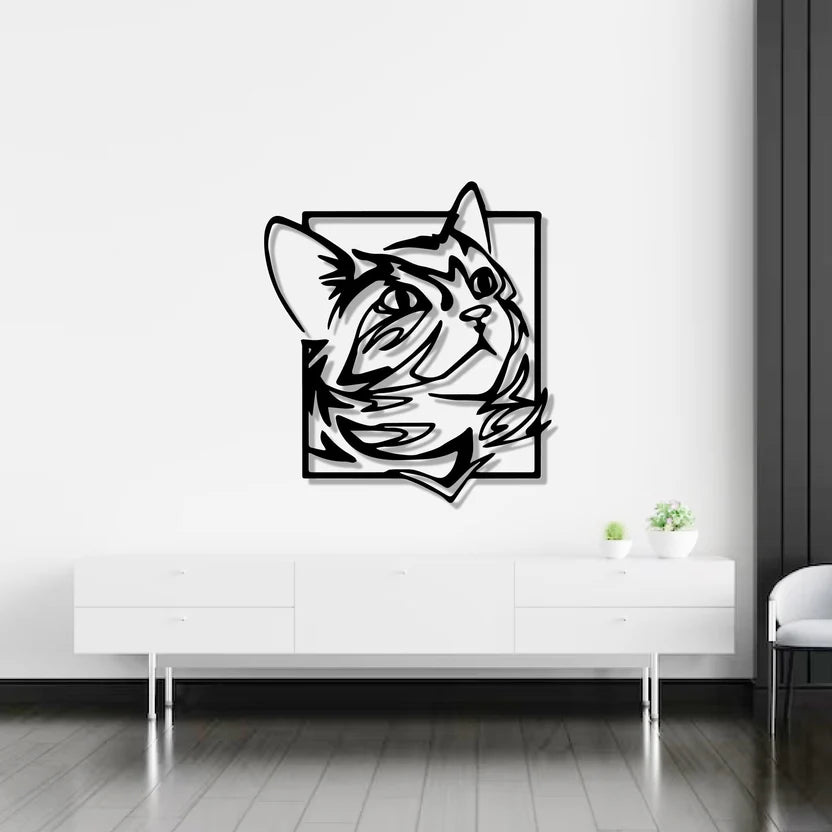 Cat Face Metal Wall Art 