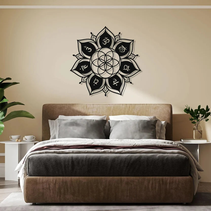 Seven Chakra Flower of Life Metal Wall Art