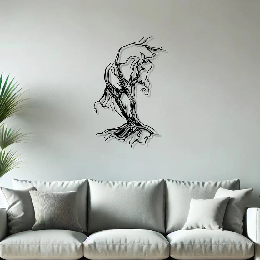Tree Roots Horse Metal Wall Art