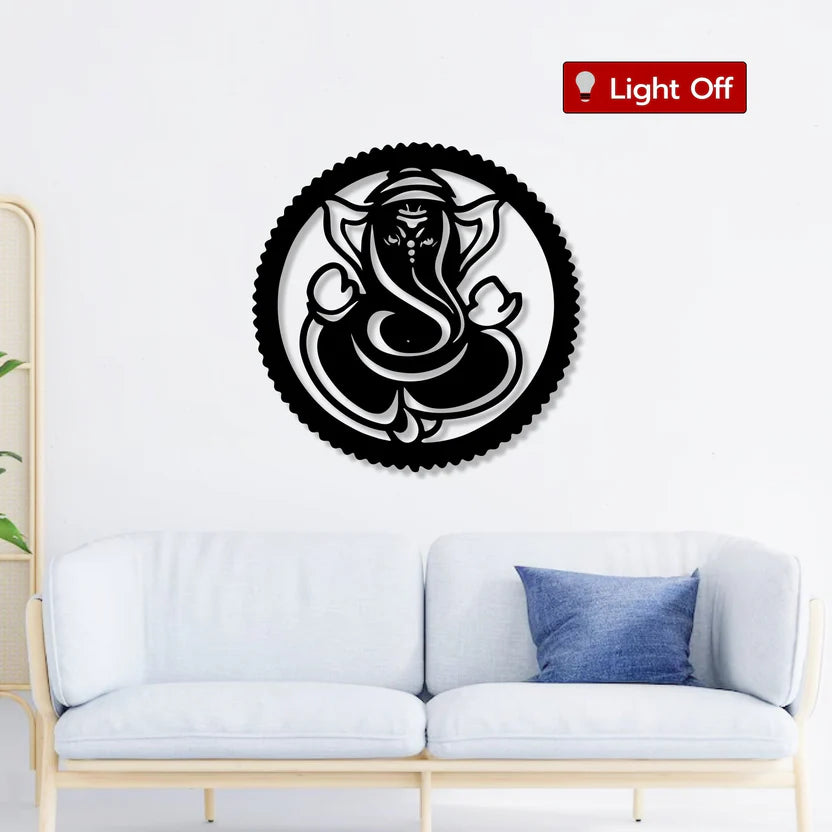 Lord Ganesha Circle Metal Wall Art 