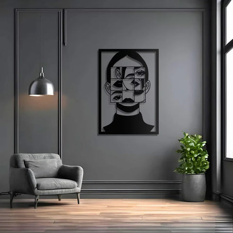 Woman Face Frame Metal Wall Art