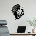 Woman with Wine Metal Wall Art Decor