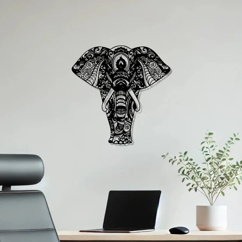 Mandala Elephant Metal Wall Art