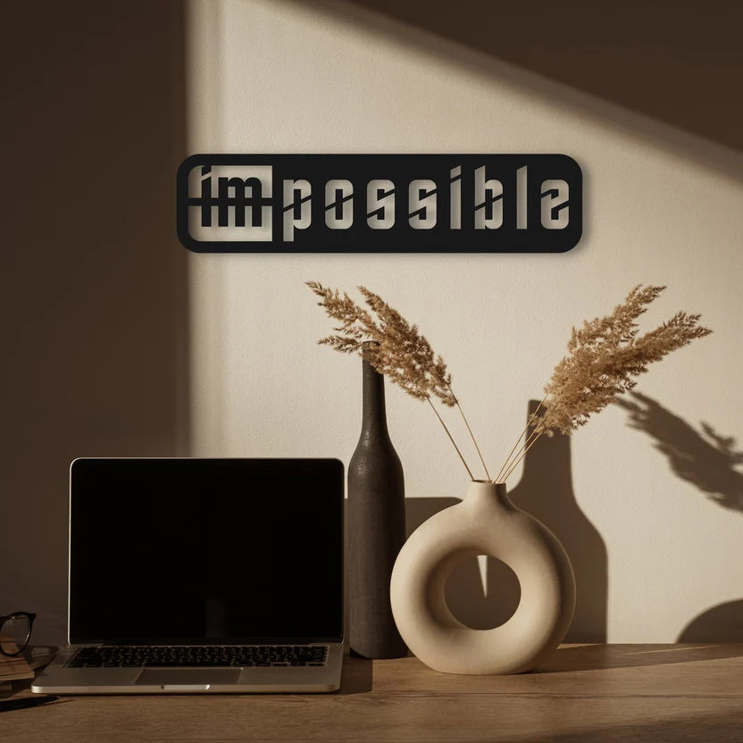 Impossible to Possible Metal Wall Art Decor – Motivational Office & Living Room Wall Hanging - Harshita Craft