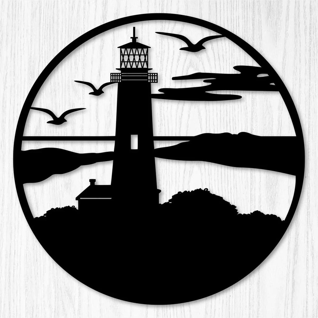 Birds Lighthouse Metal Wall Art