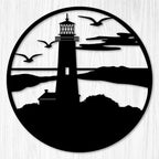 Birds Lighthouse Metal Wall Art