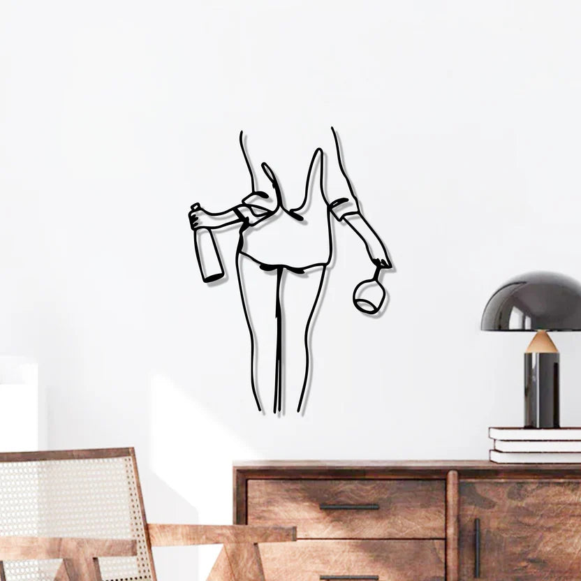Wine Line Art Metal Wall Art