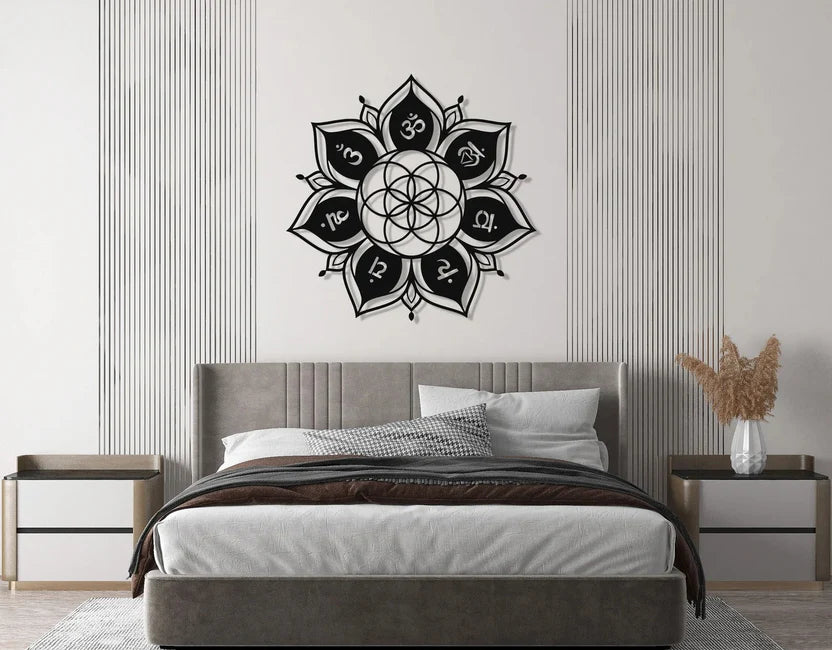 Seven Chakra Flower of Life Metal Wall Art