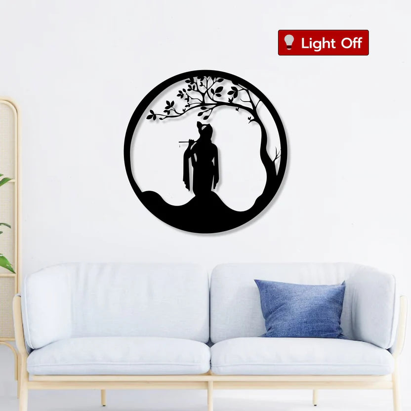 Lord Krishna Flute Metal Wall Art
