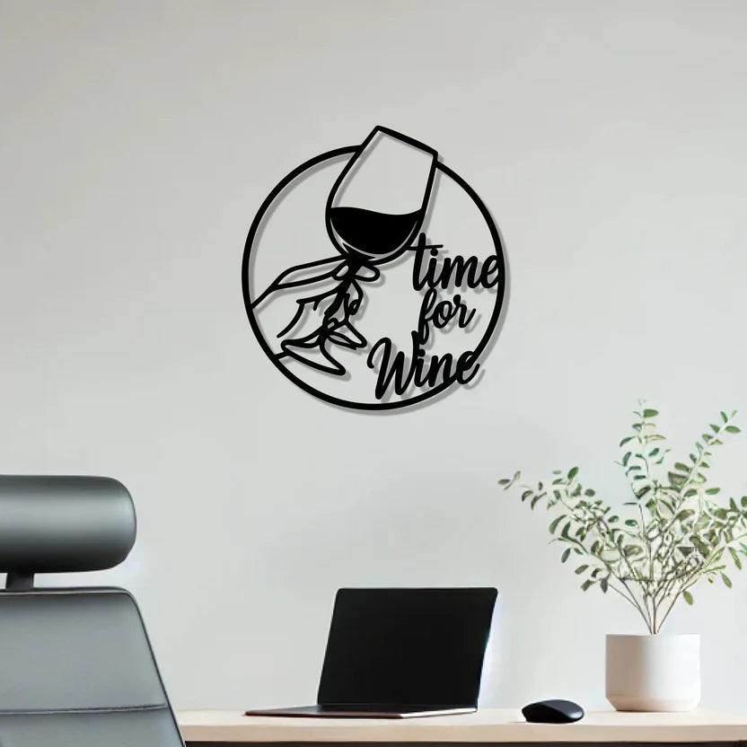 Wine Text with Glass Metal Wall Art 