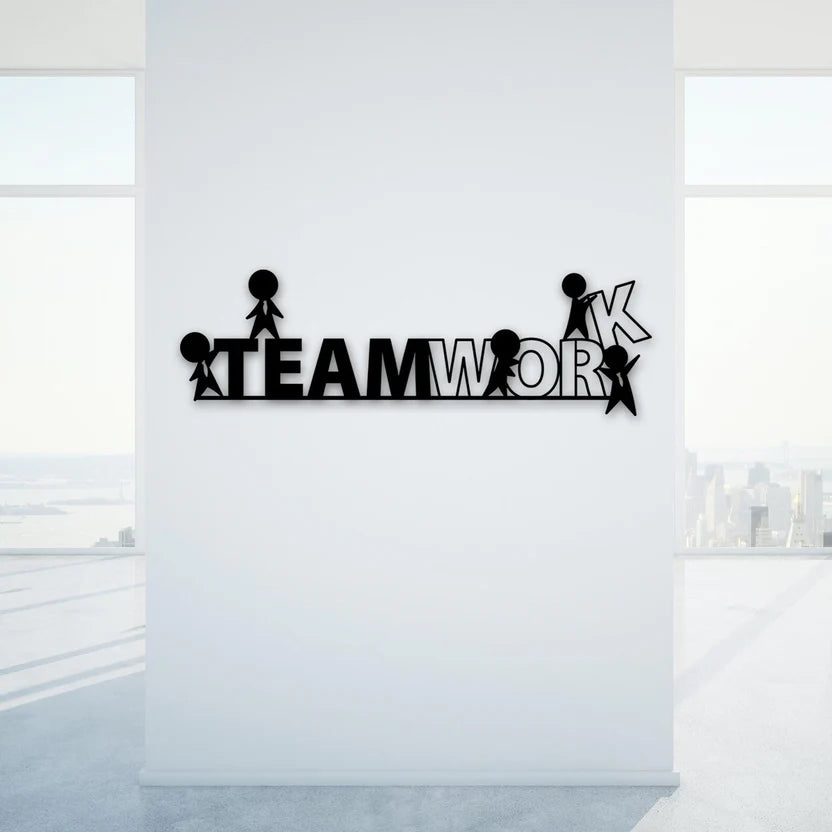 Team Work Motivational Metal Wall Art Decor – Office & Workspace Wall Hanging - Harshita Craft