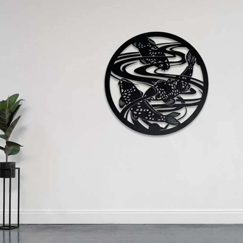  Fish Pond Harmony Metal Wall Art