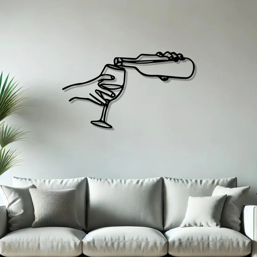 Wine in Glass Metal Wall Art