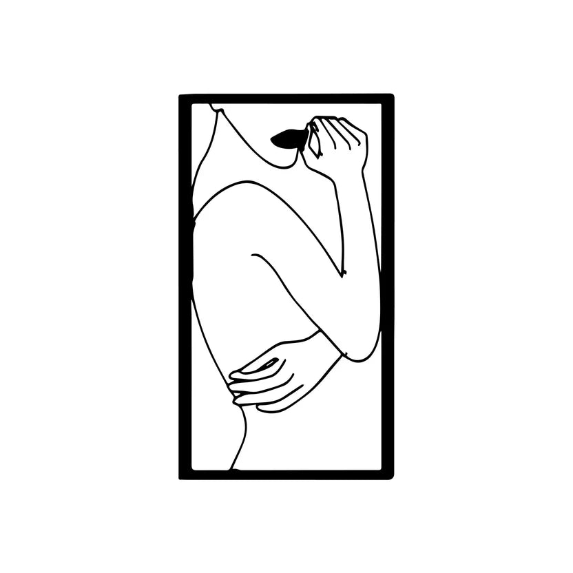 Girl Line Art Metal Wall Art