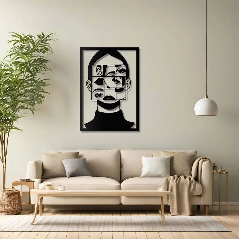 Woman Face Frame Metal Wall Art