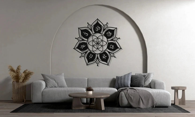 Seven Chakra Flower of Life Metal Wall Art