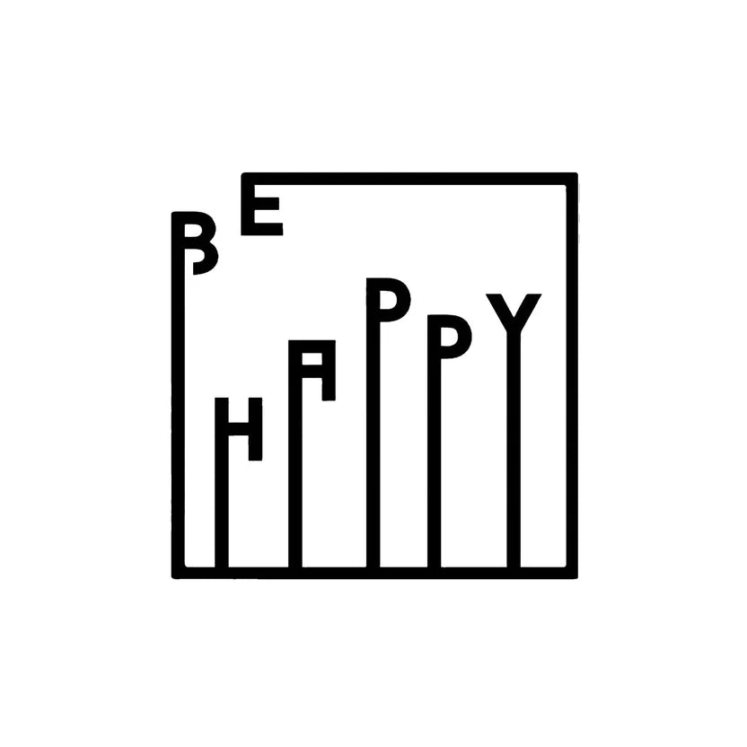 Be Happy Text Design Square Metal Wall Art 