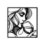 Woman with Wine Line Art Metal Wall Art 