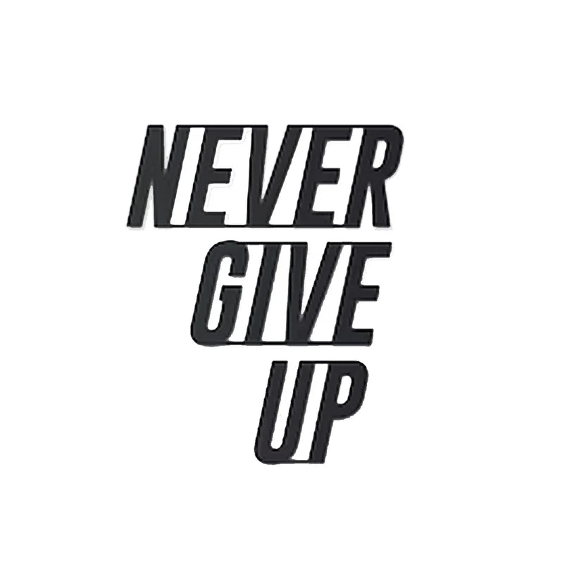 Never Give Up Text Metal Wall Art