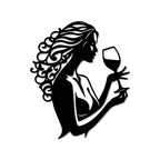 Woman with Wine Metal Wall Art Decor