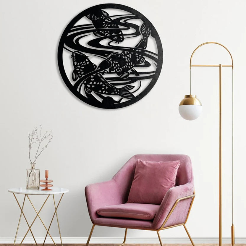  Fish Pond Harmony Metal Wall Art