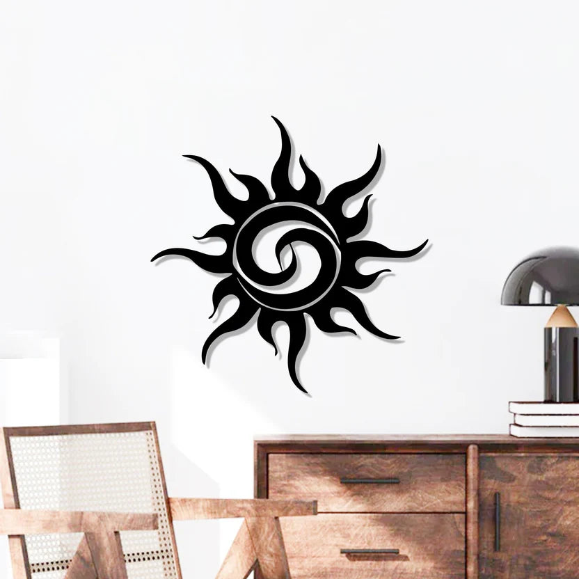 Modern Sunburst Silhouette Metal Wall Art Decor – Luxury Abstract Wall Hanging Statement Piece - Harshita Craft