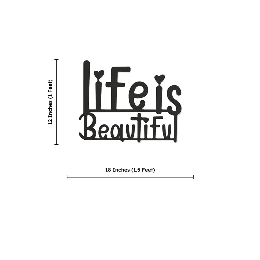 Life Is Beautiful Metal Wall Art Decor – Inspirational Wall Hanging - Harshita Craft
