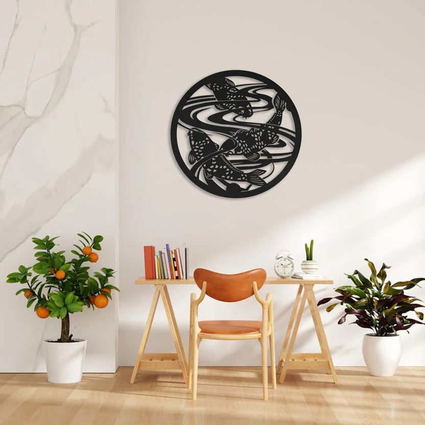  Fish Pond Harmony Metal Wall Art