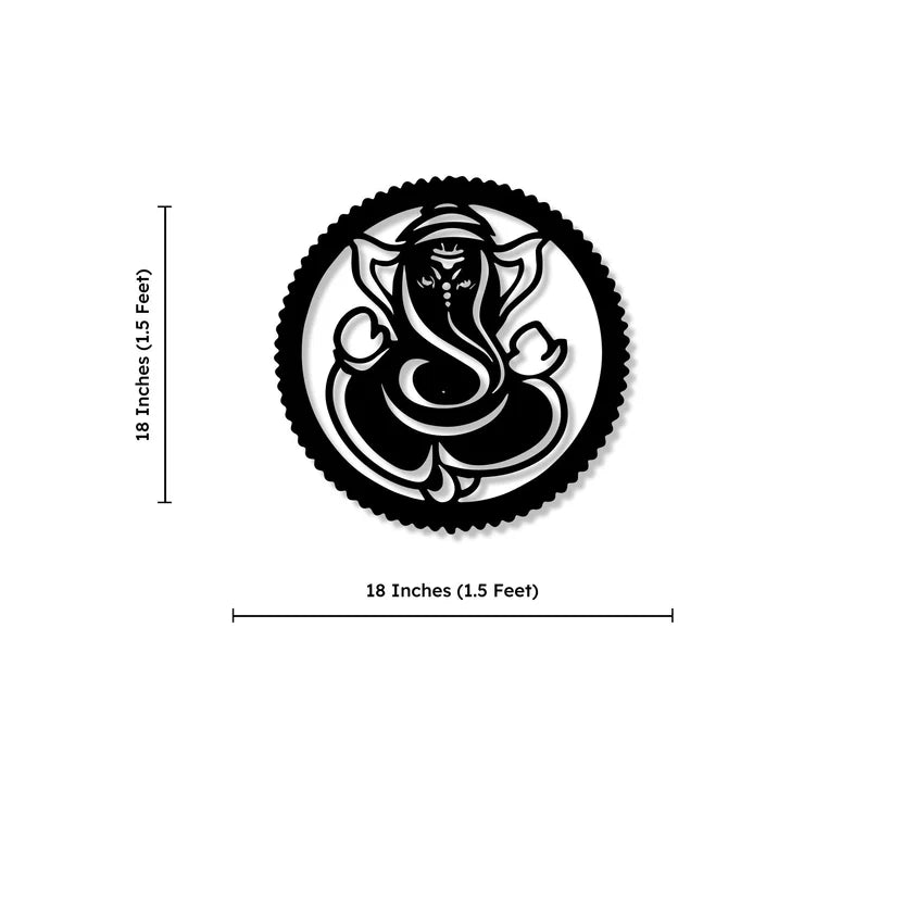 Lord Ganesha Circle Metal Wall Art 