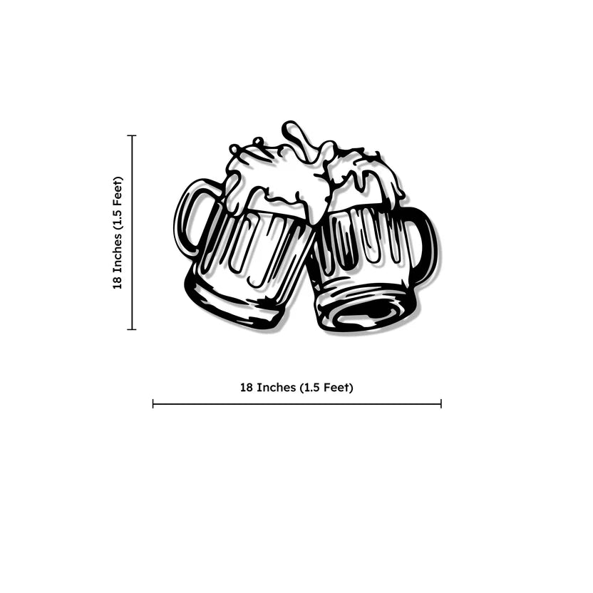 Beer Mugs Cheers Up Metal Wall Art