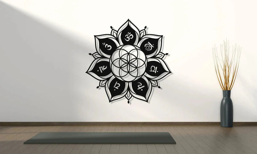 Seven Chakra Flower of Life Metal Wall Art