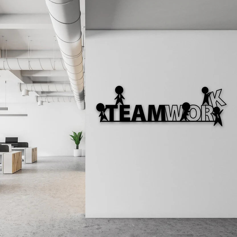 Team Work Motivational Metal Wall Art Decor – Office & Workspace Wall Hanging - Harshita Craft