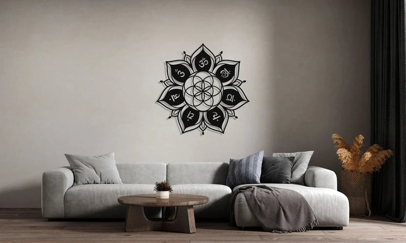 Seven Chakra Flower of Life Metal Wall Art
