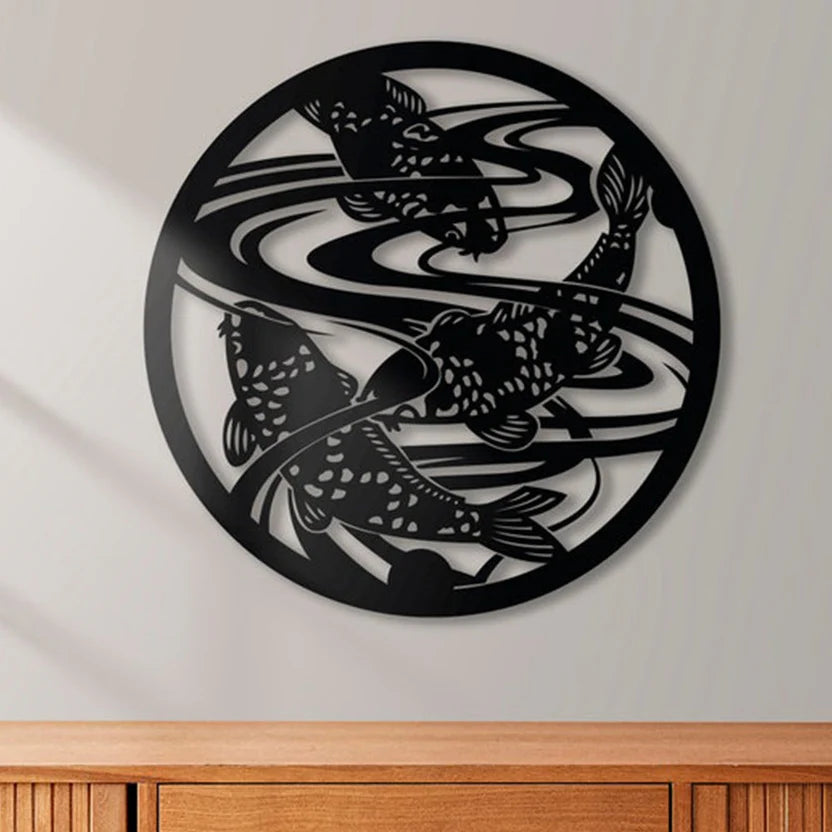  Fish Pond Harmony Metal Wall Art