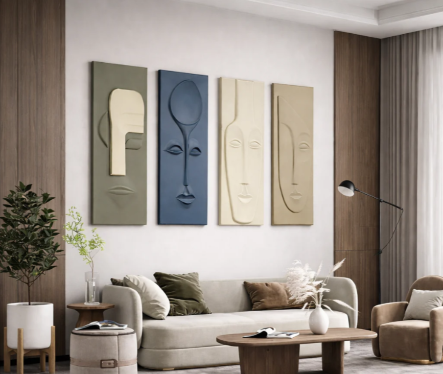 Visage Aura – Modern Geometric Face Wall Art - Harshita Craft