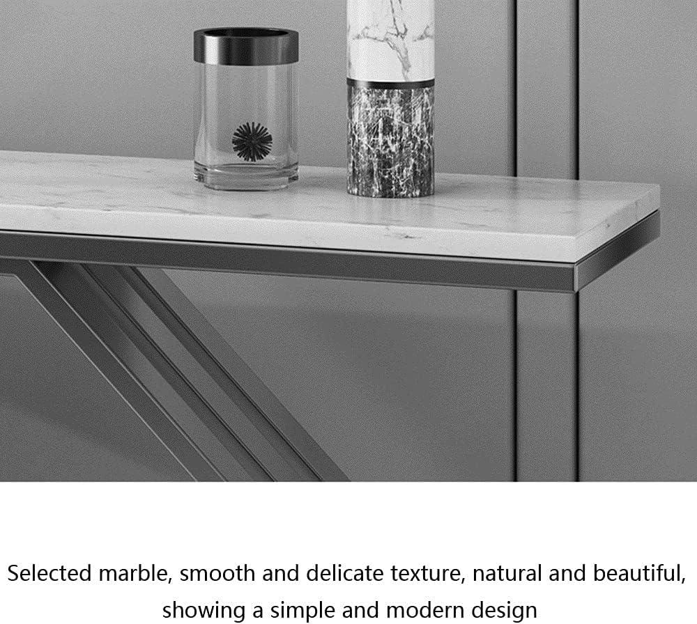 Heptagon Black Base Rectangular Shape White Marble Console Table - Decor Mantra 