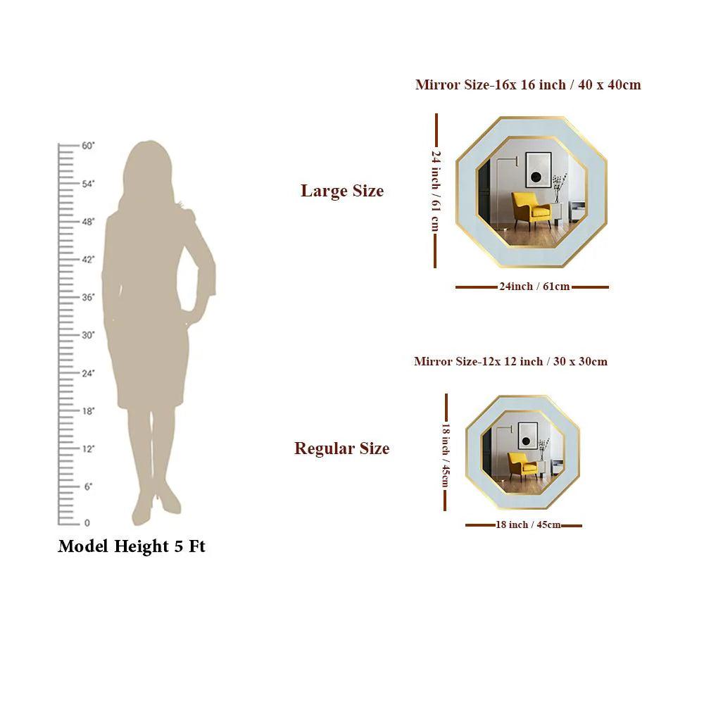 Hexagon Shape Decorative Wooden Framed Wall Mirror - Decor Mantra 