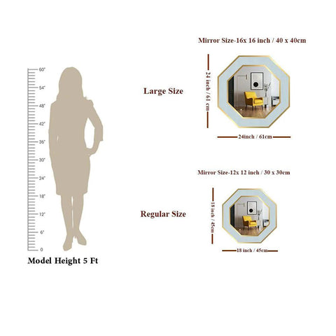 Hexagon Shape Decorative Wooden Framed Wall Mirror - Decor Mantra 