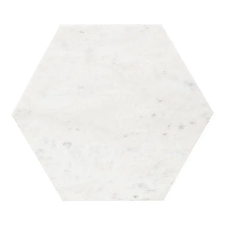 Hexagon Shape Marble Top Black Stand Side Table - Decor Mantra 