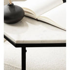 Hexagon Shape Marble Top Black Stand Side Table - Decor Mantra 
