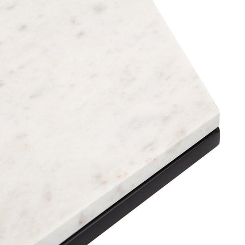 Hexagon Shape Marble Top Black Stand Side Table - Decor Mantra 