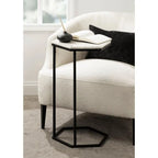 Hexagon Shape Marble Top Black Stand Side Table - Decor Mantra 