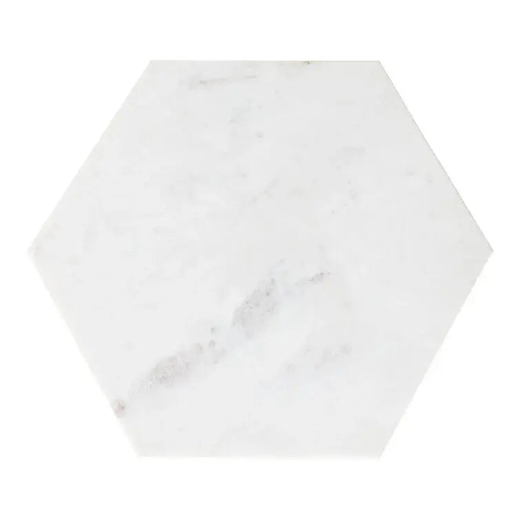 Hexagon Shape Marble Top Golden Stand Side Table - Decor Mantra 